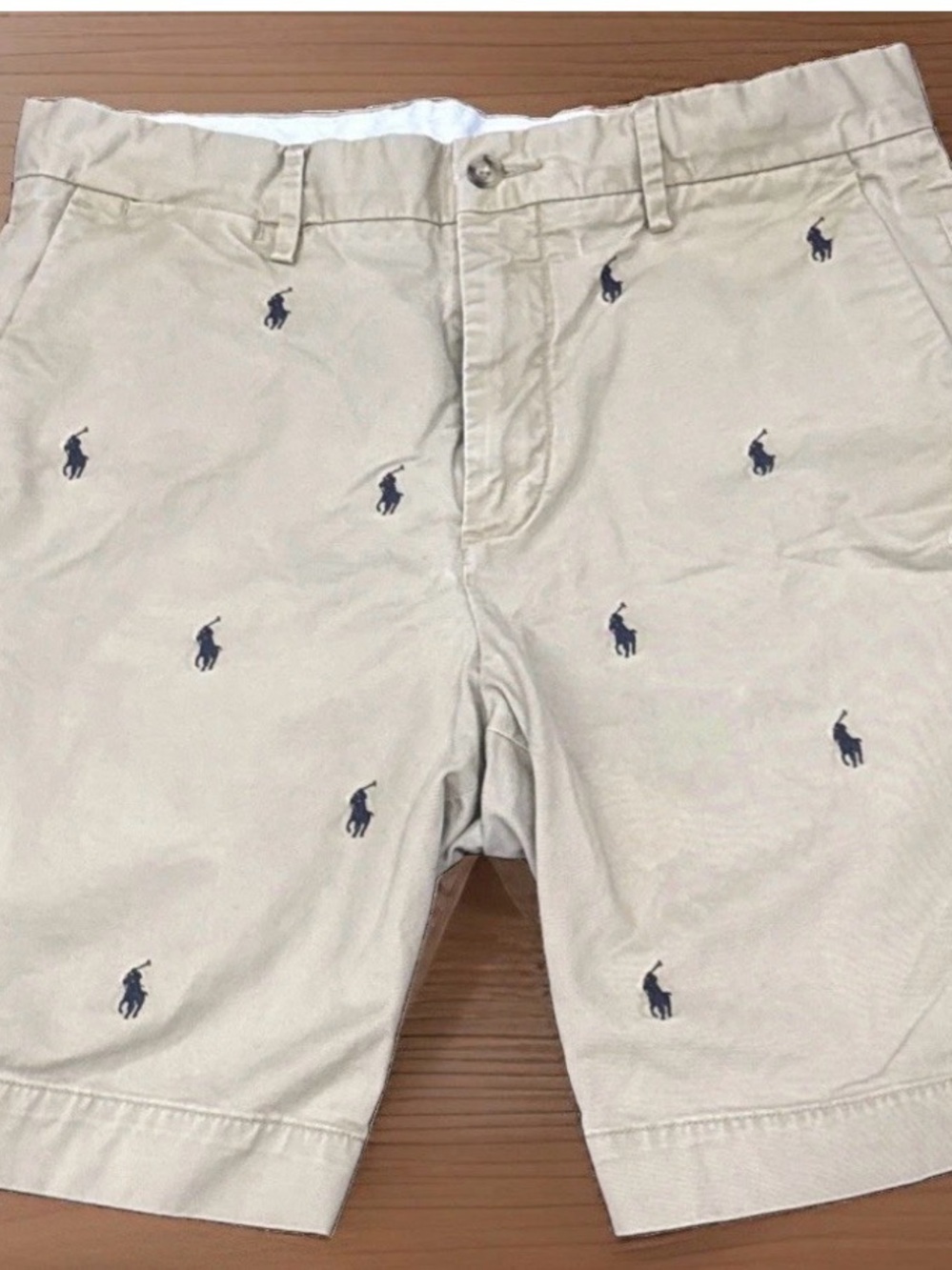 Polo by Ralph Lauren Khaki Shorts with Navy Embroidered Polo Logos